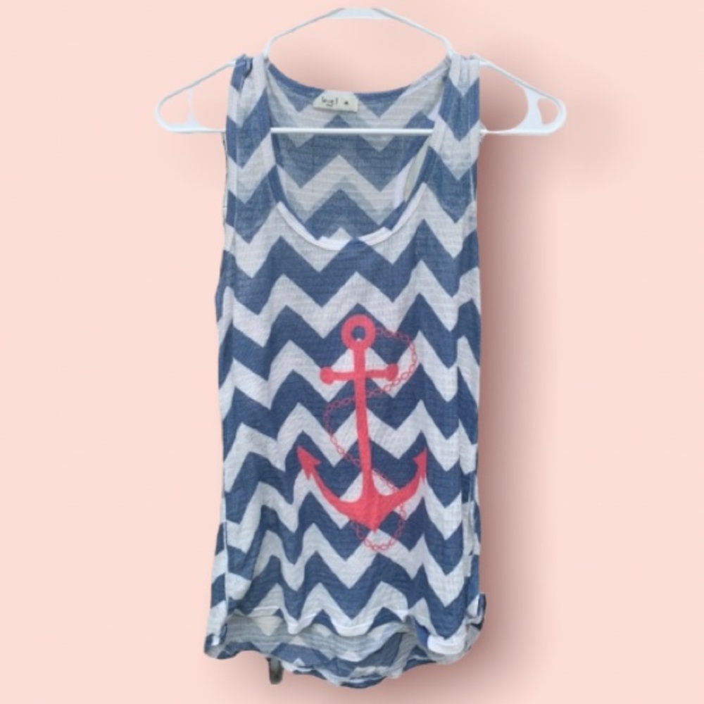 Love J women’s anchor blue silver M tank top